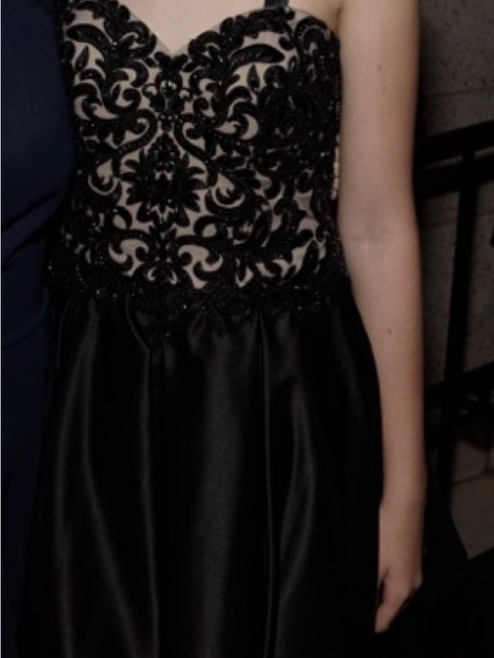 JVN by Jovani Black Beaded Lace Cocktail Dress